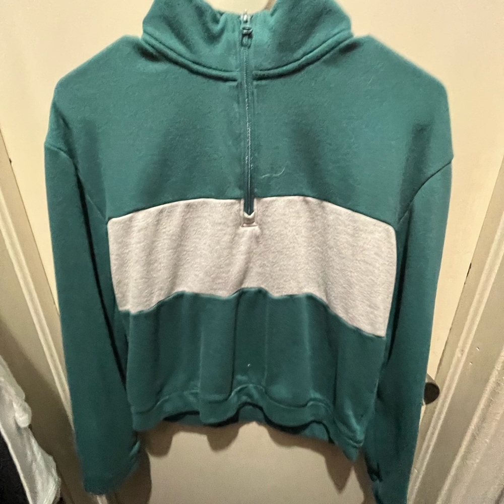 Green collared half zip sweater